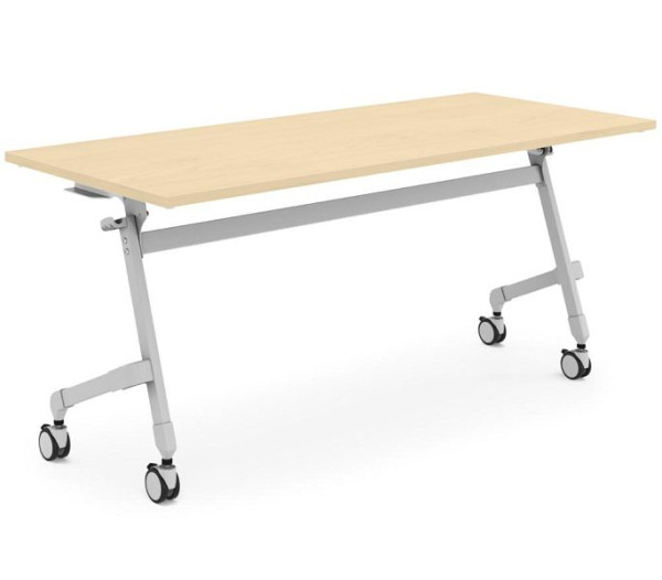 Deskin Klapptisch / Mehrzwecktisch auf Rollen, Platte Dekor Ahorn, Gestell Alusilber, B 1200 x T 800 x H 720 mm, 351841