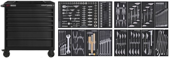 Kraftwerk BT LINE Werkstattwagen BT900 7 Schubladen schwarz, 211-tlg., 102.217.BLK2
