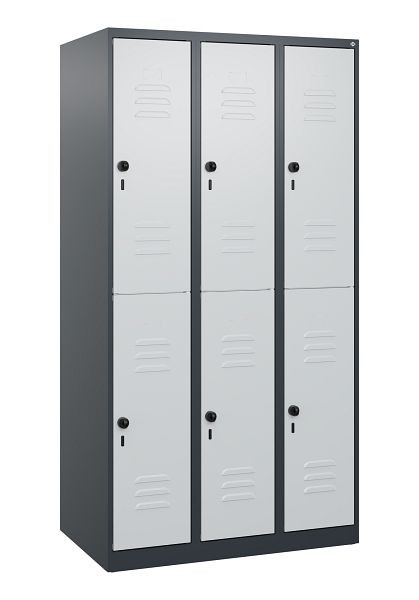 C+P Doppelstöckiger Spind Classic PLUS, 3 Abteile, 1700x900x500mm, 7016/7035, Drehriegel, 0803007-30 S10011