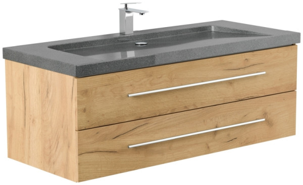 Posseik Badmöbel Granit G654 YAMO 130 cm 1 Hahnloch SoftClose eiche gold, YAMO130011000010DE