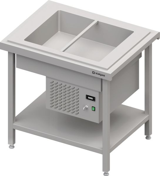 Stalgast Edelstahl Kaltausgabe mit einer Kühlwanne 2x GN1/1, 920x750x880, Granitabdeckung "Standard G1", CF09202