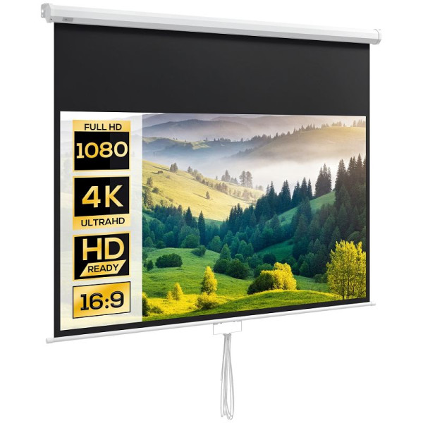 HOMCOM Beamer-Leinwand, inkl. Ständer, Wand- oder Deckenmontage, 16:9 Seitenverhältnis, 172x96 cm, 001-018V00WT