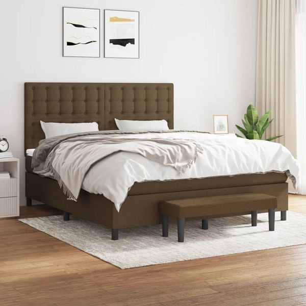 vidaXL Boxspringbett mit Matratze Dunkelbraun 160x200 cm Stoff, 3136928