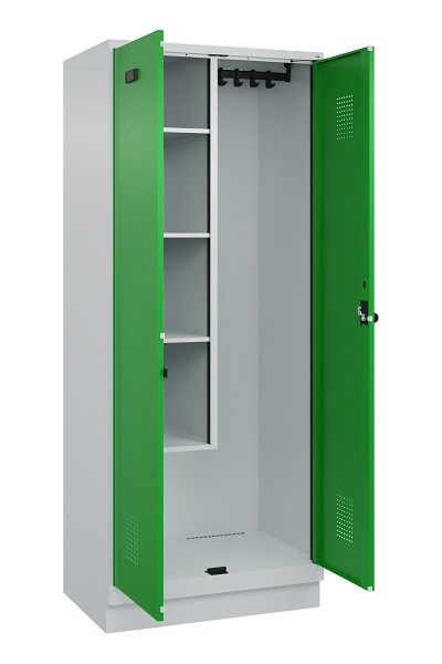 C+P Putzmittel-Spind Evolo PLUS, mit Sockel, 2 Abteile, 1950x800x500mm, 7035/603, Drehriegel, 049120-02 S10011