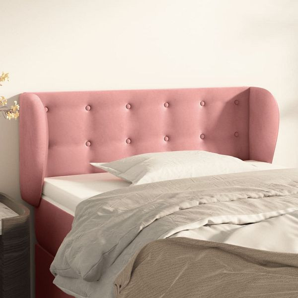 vidaXL Kopfteil mit Ohren Rosa 93x23x78/88 cm Samt, 3117619