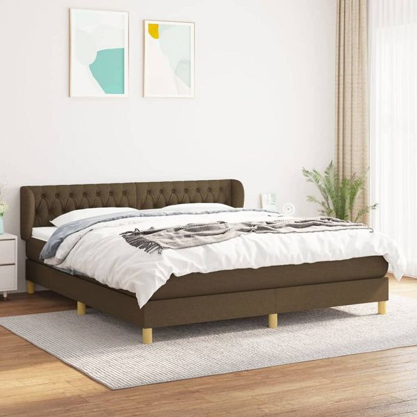vidaXL Boxspringbett mit Matratze Dunkelbraun 180x200 cm Stoff, 3127064