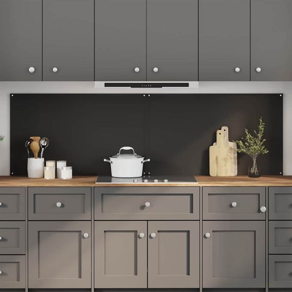 vidaXL Küchenrückwand 2 pcs Schwarz 100 x 60 cm Gehärtetes Glas, 3415442