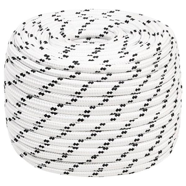 vidaXL Bootsseil Geflochten Weiß 14 mmx100 m Polyester, 152781