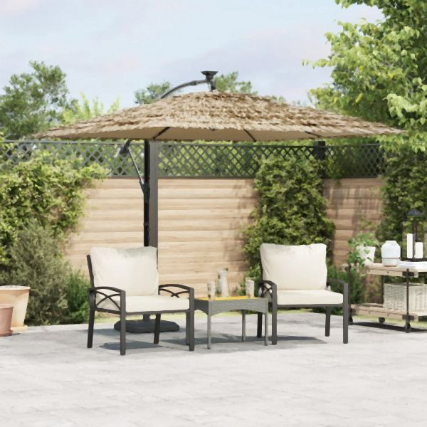 vidaXL Sonnenschirm mit LED und Stahlmast Braun 246x246x230 cm, 4005086