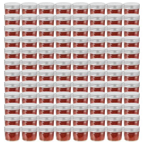 vidaXL Marmeladengläser mit Silbernen Deckeln 96 Stk. 110 ml, 50794