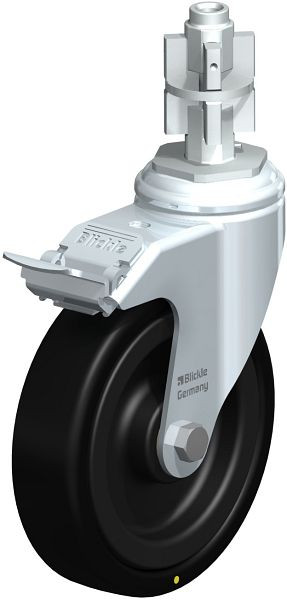 Blickle LKRA-VPA 126K-11-FI-EL-E15 Apparate-Lenkrolle mit Expander & Feststeller, Vollgummi, Schwarz, 750838