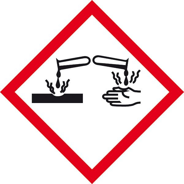 SafetyMarking GHS-Gefahrenpiktogramm, Symbol 05: Ätzwirkung, BxH 3,7x3,7 cm, Folie, selbstklebend, VE: 500 Stück/Rolle, 31.3546-05