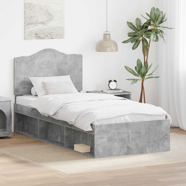 vidaXL Bettrahmen Beton Grau 75 x 190 cm Massives Kiefernholz, 3413374