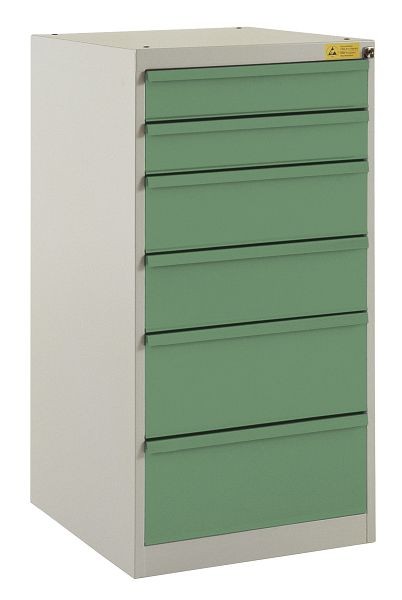 Manuflex ESD-Schubfachschrank BASETEC Stationär, Nutzhöhe 900 mm mit 6 Schubfächern, in resedagrün RAL 6011, LS1042.6011