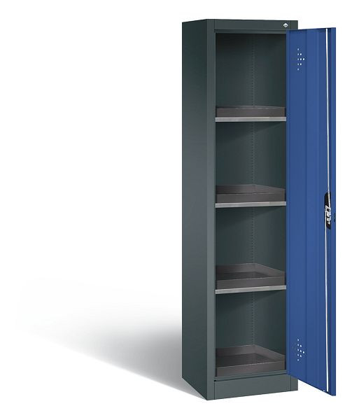 C+P Umweltschrank Acurado, H1950xB502xT500mm, Farbe: Anthrazitgrau / Enzianblau, Muldengriff, 8901-316 S10131