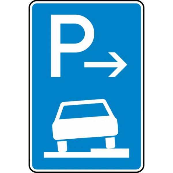 Stein HGS Parken auf Gehwegen halb in Fahrtrichtung rechts (Ende) Nr. 315-57, 420 x 630 mm, RA2, Flachform 3 mm, 315-57-123