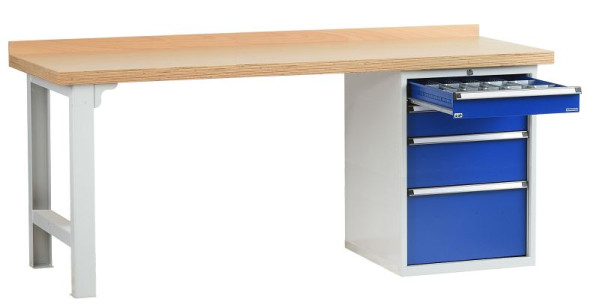 LOKOMA Reihenwerkbank RWB 200/80/1, 2000 Breite, Korpus signalblau / Front signalblau, 00.05.8893_5005:5005