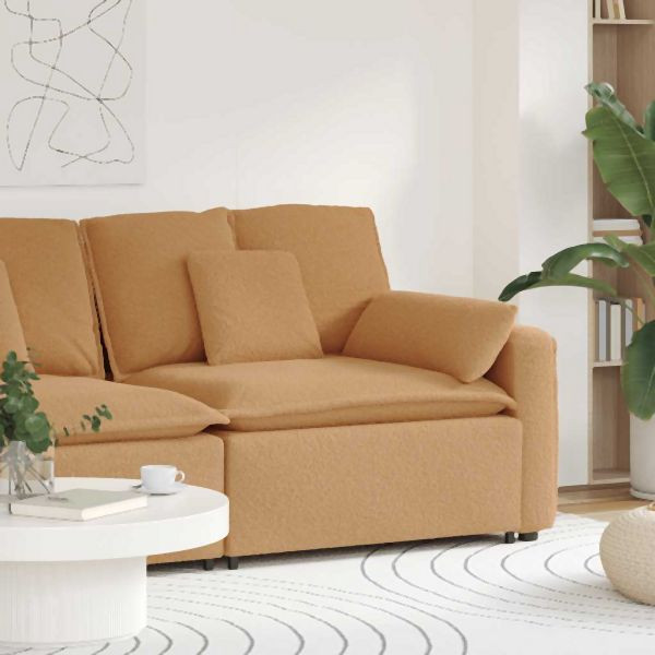 vidaXL Modulares Sofa Endmodul mit Armlehne Kissen Beige 100 cm, 4104416