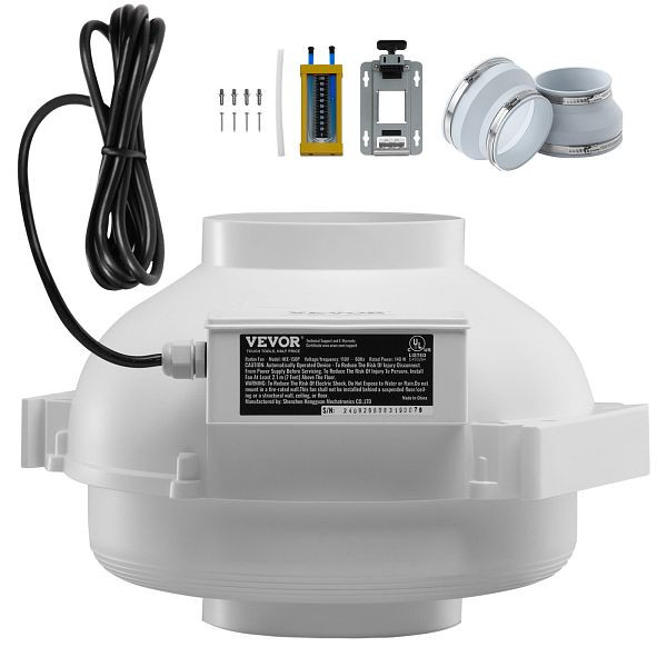 VEVOR 148-114mm Radon-Minderungs-Lüftersystem-Kit 380CFM Inline-Kanalventilator, DFSTJ6INCH38V4LNDV2