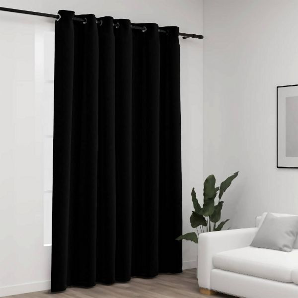 vidaXL Verdunkelungsvorhang mit Ösen Leinenoptik Schwarz 290x245 cm, 321155