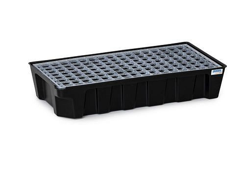 DENIOS base-line Kleingebindewanne base-line aus Polyethylen (PE), mit Ablauf und verzinktem Gitterrost, 30 Liter, 290891
