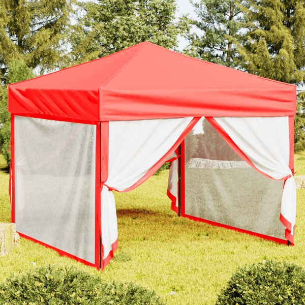 vidaXL Partyzelt Faltbar mit Seitenwänden Rot 3x3 m, 93534