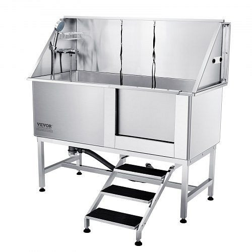 VEVOR Professionelle Hundepflegewanne 1574,8mm Edelstahl 200kg Hunden Pflege mit einem gefalteten Design Hundedusche Waschwanne, BXGCWYG62YKM2ATAYV0