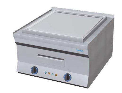 HAKA Griddleplatte Bratplatte aus hartverchromtem Stahl, Bratfläche: B 440 x T 520 mm, 2 Bratzonen, Höhe 350 mm, EGT-600_hvS-H350