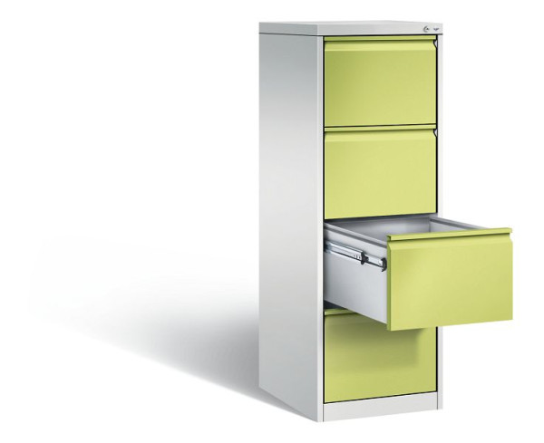 C+P Hängeregistraturschrank Acurado, H1357xB433xT590mm, Farbe: Lichtgrau / Viridingrün, Griffleiste, 12434-311 S10083