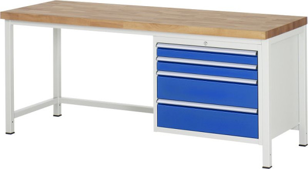 RAU Werkbank Serie 8000 - Modell 8261, B2000 x T700 x H840-1040 mm, Systemunterbau B1995 x T650 x H800-1000 mm, 03-8261A1-207B4H.11