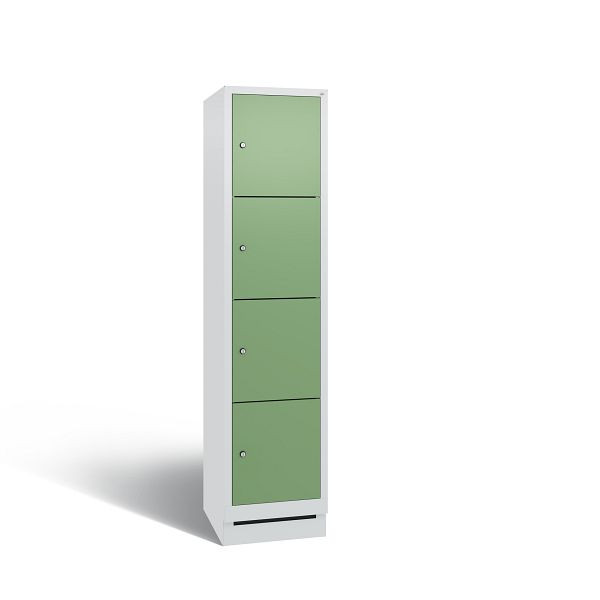 C+P Schließfachschrank Evolo, 4 Fächer, H1800xB420xT500 mm, Grau/Resedagrün, 48020-124 S10164