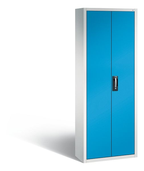 C+P Magazinschrank Serie 13, H1980xB700xT300mm, Farbe: Lichtgrau / Lichtblau, Muldengriff, 133113A22 S10006