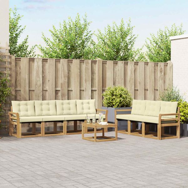 vidaXL Outdoor-Sofagarnitur mit Kissen 8-teilig Weiß und Creme, 3389284