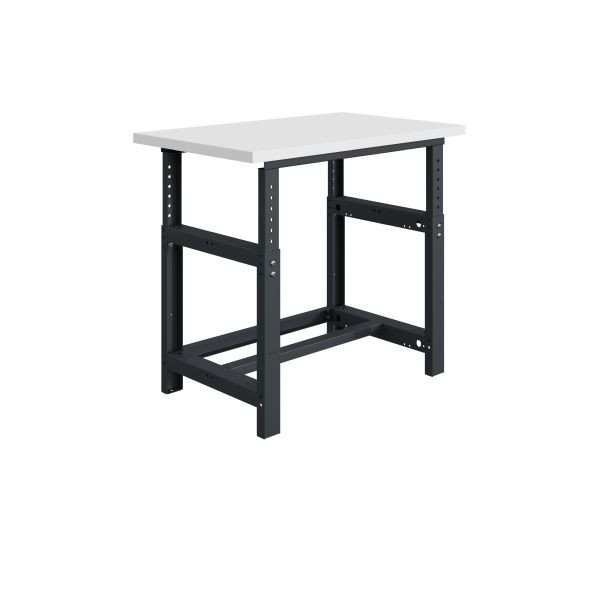 SOFAME SI Werkbank, mechanisch höhenverstellbar, B 1500 x T 750 x H 778 bis 1058 mm, Melamin-Arbeitsplatte 38 mm, Anthrazitgrau RAL 7016, W010010134GA
