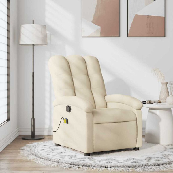 vidaXL Massage-Relaxsessel, cremefarbener Stoff, 3205387