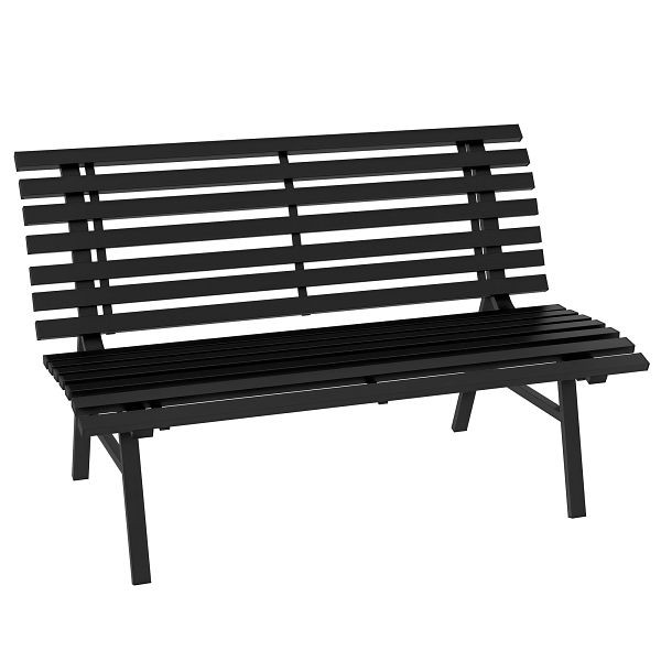 Outsunny Gartenbank Sitzbank Parkbank, Lattendesign, wetterbeständig, Aluminium, 123 x 67 x 79 cm, Schwarz, 84G-206V00BK