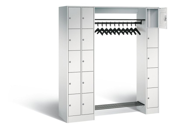 C+P Offene Garderobe Serie 8070, H1950xB2100xT480mm, Farbe: Lichtgrau, 80730-00 S10003