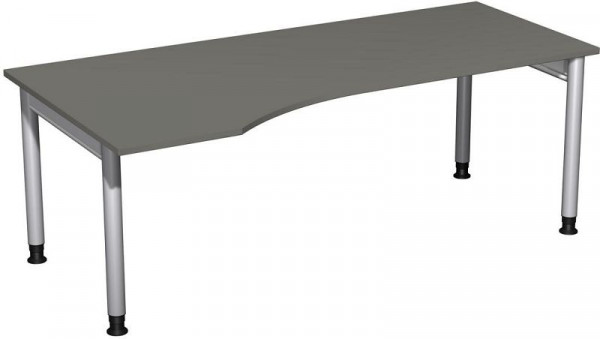 geramöbel PC-Schreibtisch links höhenverstellbar, 2000x1000x680-820, Graphit/Silber, N-657314-GS