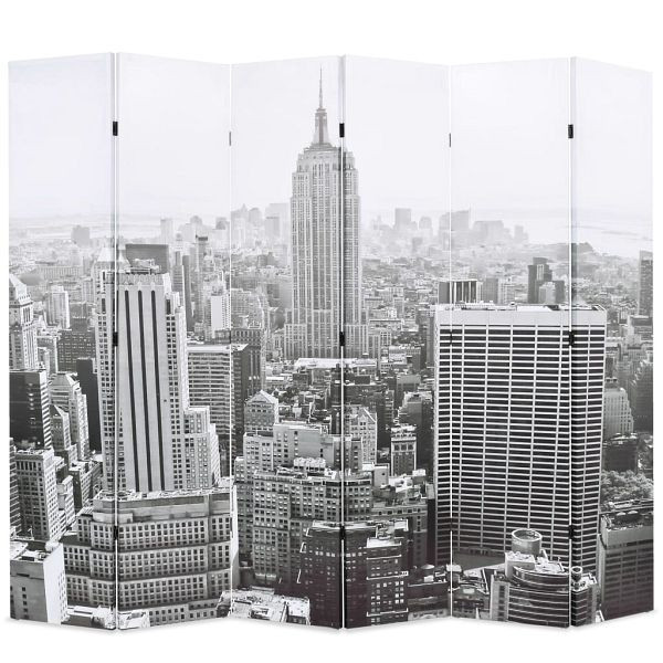 vidaXL Raumteiler klappbar 228 x 170 cm New York bei Tag Schwarz-Weiß, 245860