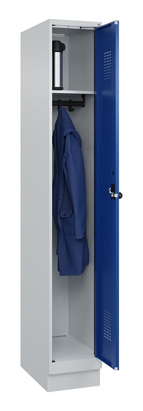 C+P Spind Evolo PLUS, mit Sockel, 1 Abteil, 1950x300x500mm, 7035/5010, Verschluss Drehriegel, Ablageböden 1, 049020-10 S10006