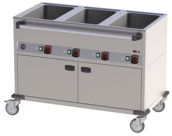 A&S Gastro Bain-Marie-Wagen-Fahrbar 3x GN 1/1, 1250x700x900 mm, 230 V 3,6 kW, BMPD-3120-CSH