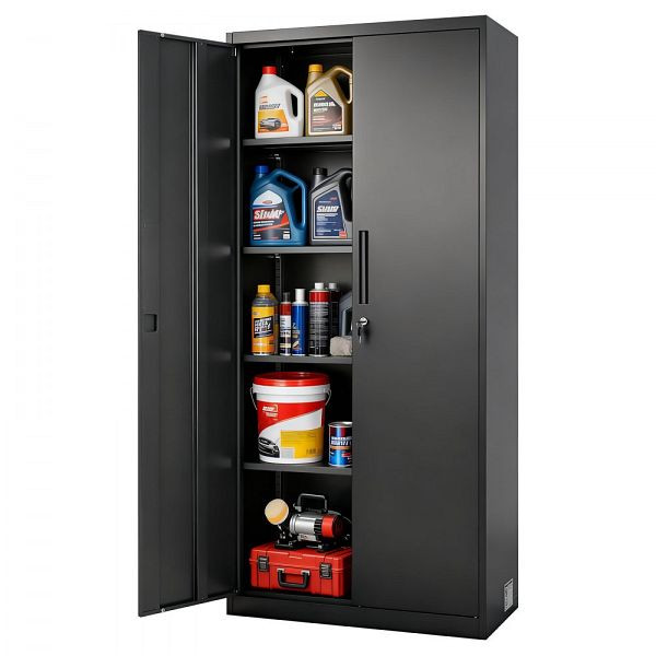 VEVOR Aktenschrank 80x40x175 cm, abschließbar, Stahl, 4 verstellbare Einlegeböden, 2 Türen, Schwarz, DXCWJHS2MN5CKEUWH001V0