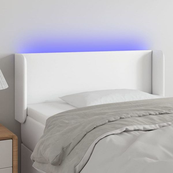vidaXL LED Kopfteil Weiß 93x16x78/88 cm Kunstleder, 3123035