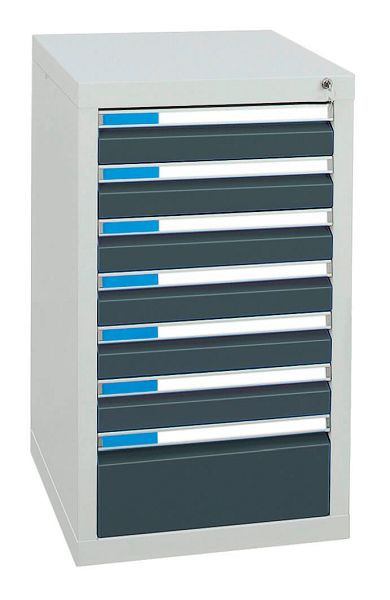 stumpf Schubladenschrank Serie ESTA, RAL 7035/7016, 7 Schubladen (6x100, 1x200 mm), 7601271