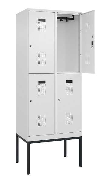 C+P Doppelstock-Spind Evolo PLUS, Gestell, 4 Fächer, 2120x800x500mm, 9016/9016, Zylinderschloss, 0493307-22 S10047