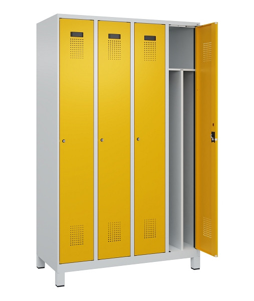 C+P Spind Evolo PLUS, mit Füßen, 4 Abteile, 1950x1200x500mm, 7035/1004, Verschluss Zylinderschloss, 049010-40F S10027
