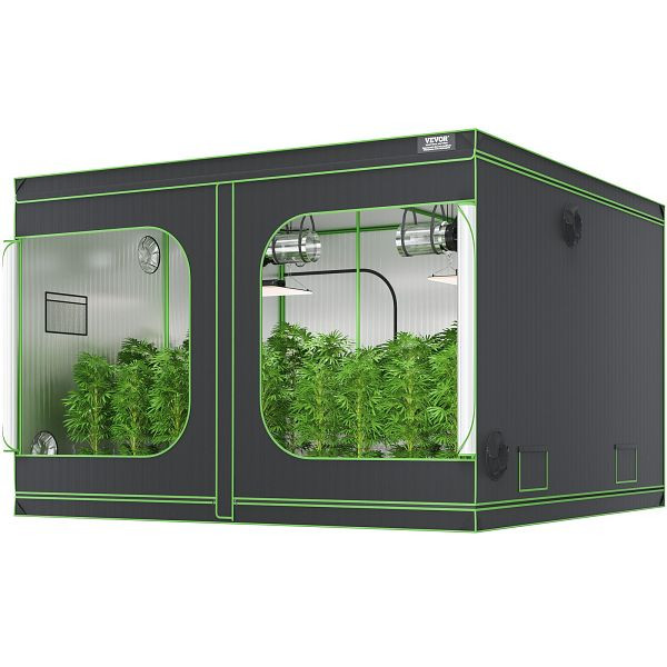 VEVOR Growbox 305 x 305 x 203 cm Gewächshaus aus 19 mm Stahl-Rahmen und 600D Oxford-Gewebe Growtent 60 kg Tragfähigkeit, für 400 W, ZZZPJSJSJTHSL5FS4V0