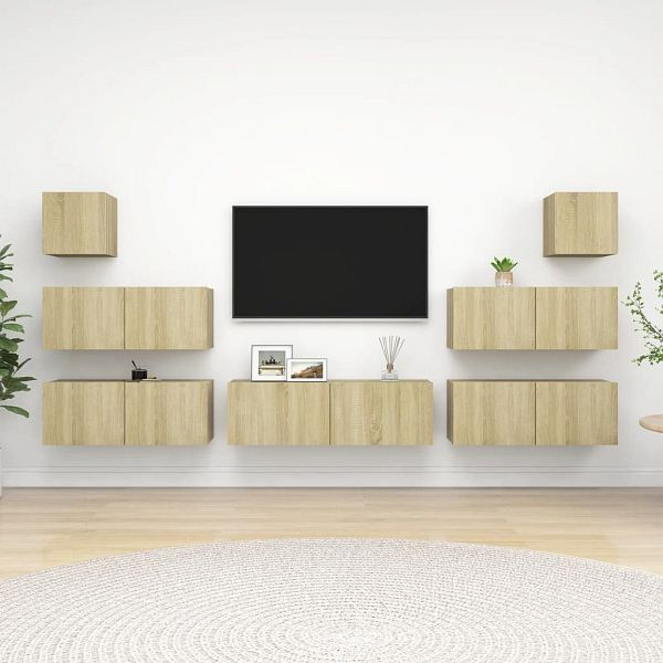 vidaXL 7-teilig TV-Schrank-Set Sonoma-Eiche Holzwerkstoff, 3079028