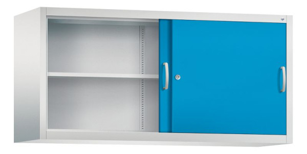 C+P Aufsatzschrank Acurado, H790xB1600xT500mm, Farbe: Lichtgrau / Lichtblau, Bügelgriff, 2 OH, 2155-00 S10053