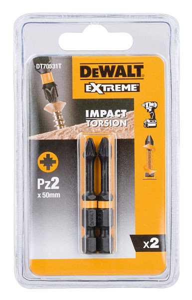DeWalt Torsion Bit schlagfest Pz2 50mm, VE: 2 Stück, DT70531T-QZ